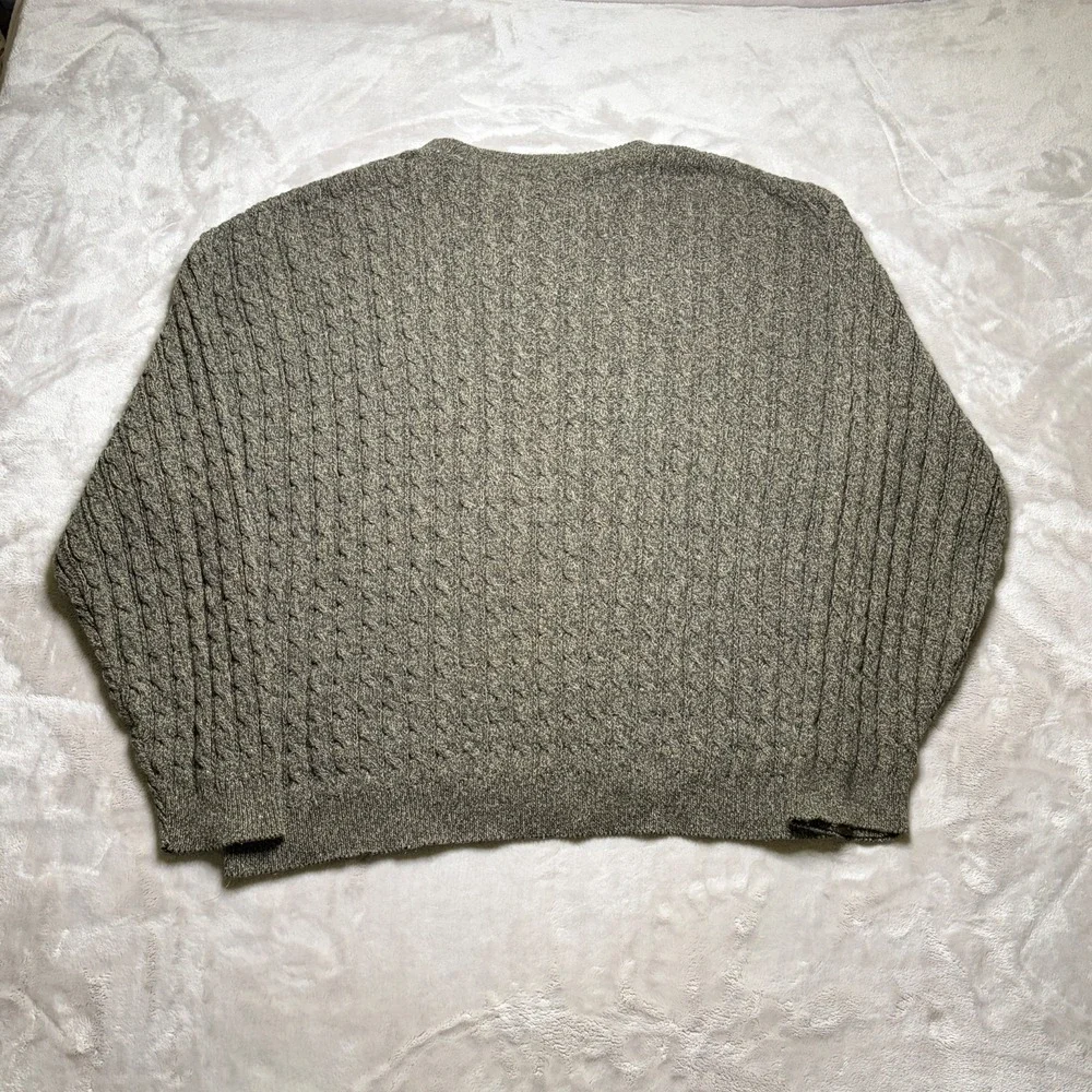 Vtg Izod Cable Knit Sweater Mens XL Brown 90s Cotton Blend Granola USA Made